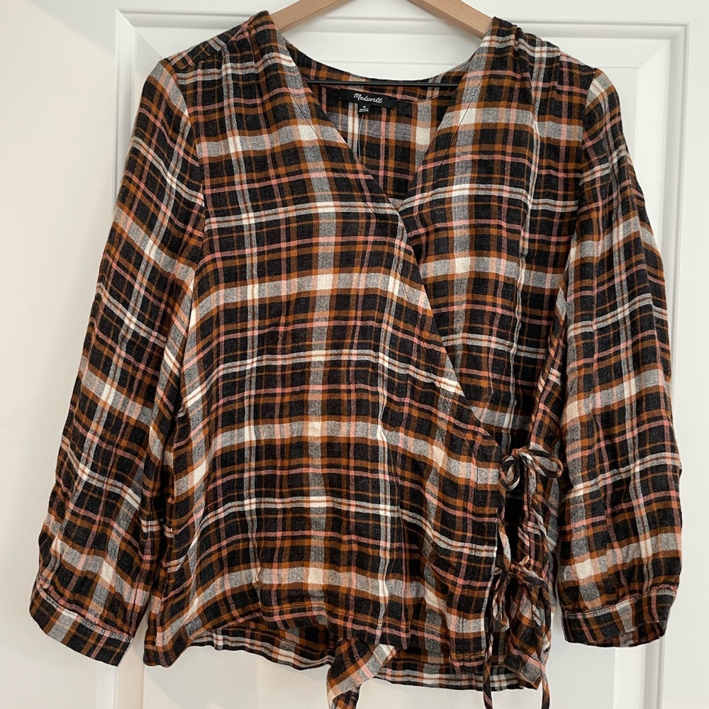 Plaid madewell tie top